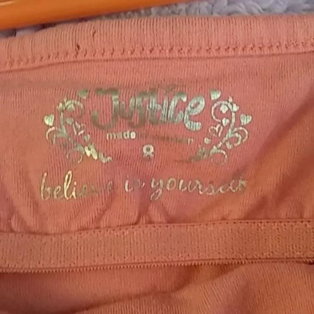 Justice Coral Girl's built in bra sz 8 Tank‎ Top